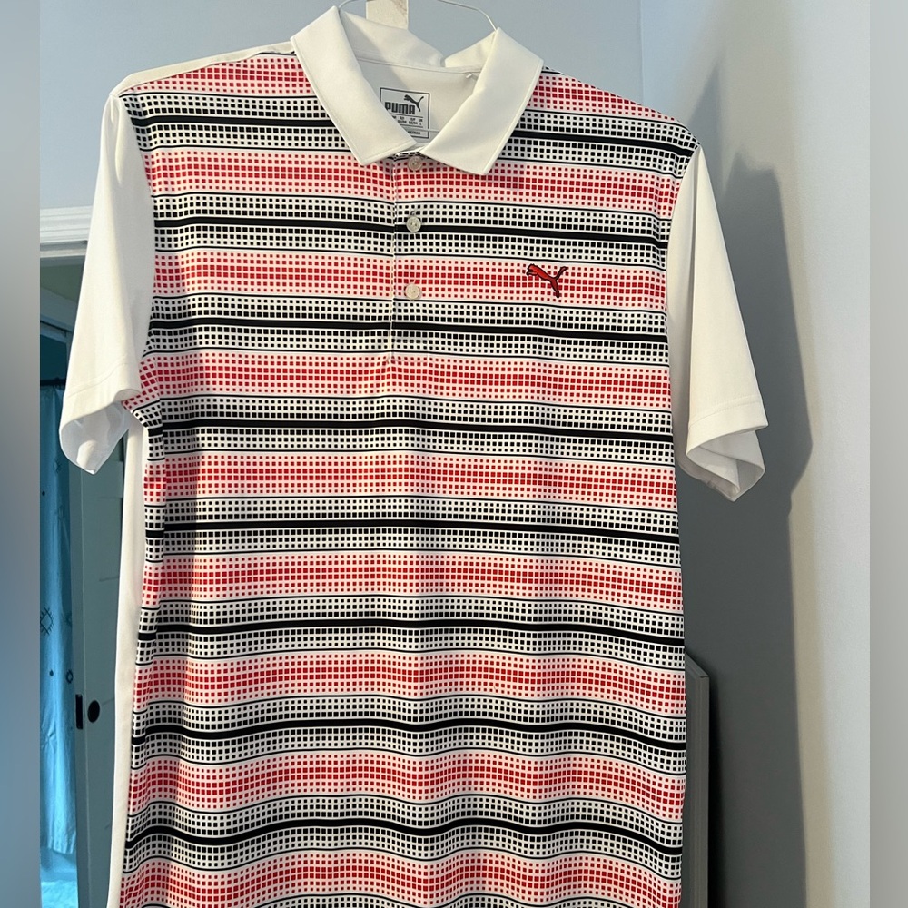 Black & Red Stripe Puma Golf Polo